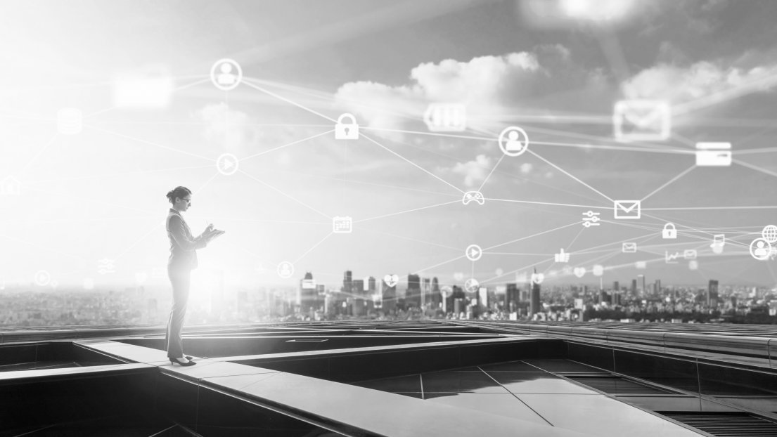 Woman holding tablet internet of things